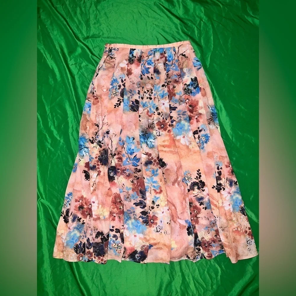 Aritiza Babaton Floral Midi Skirt with Slit size 2